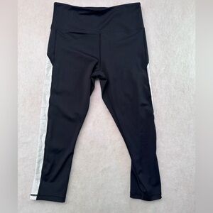 ZYIA Active Black Crop Leggings with Leopard Side Panels